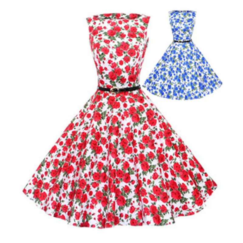Женское винтажное платье в стиле Одри Хепбёрн с круглым вырезом|dress audrey|floral print