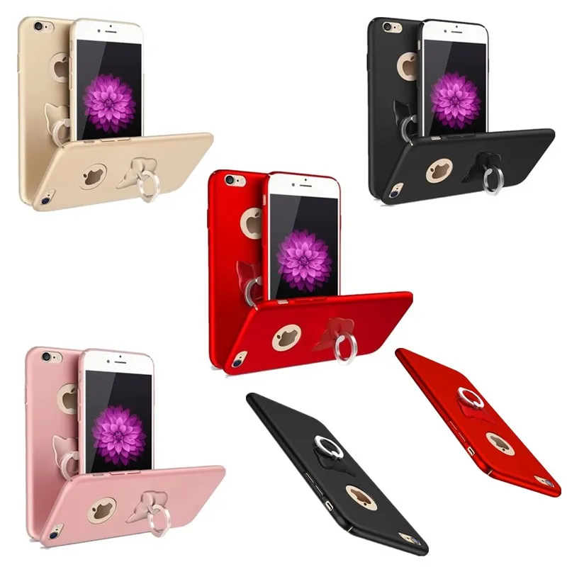 Модный Роскошный Жесткий матовый чехол для Iphone 8 Plus 7 с медведем подставка кольцо