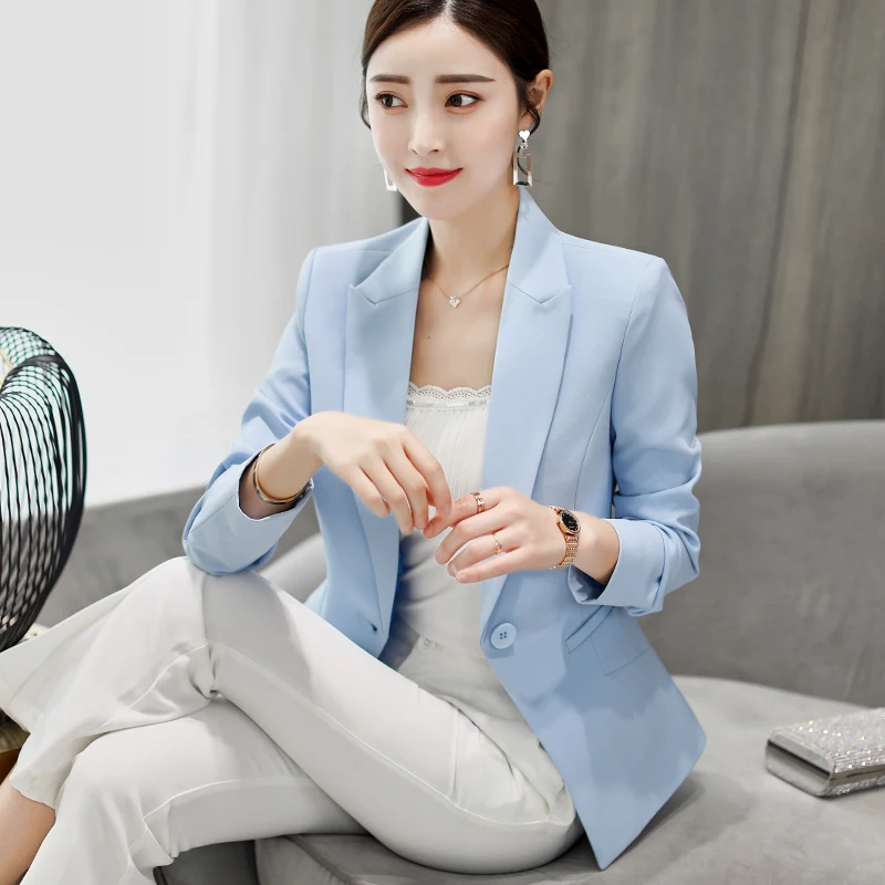 

Hiawatha Autumn Women Slim Blazer 2020 Single Button Office Lady Style Jacket Female Long Sleeve Coat BL021