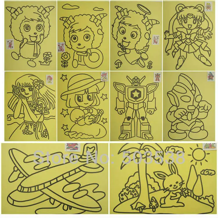 50 шт./лот. Художественные карты с мультяшным песком без песка художественный