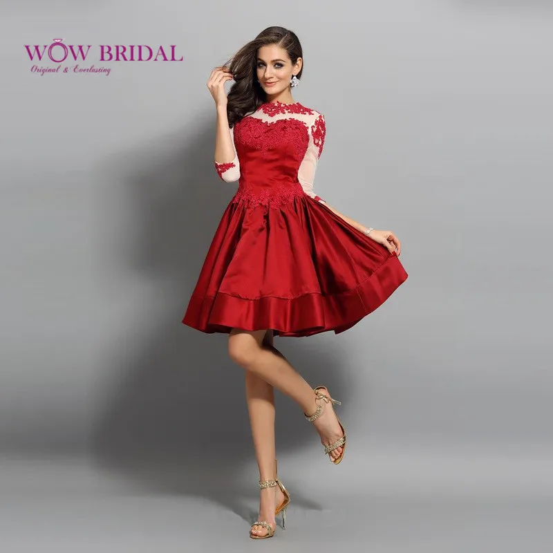 Wowbridal кружево Короткие вечерние платья 2021 молния Junior высокие милые 8th Класс