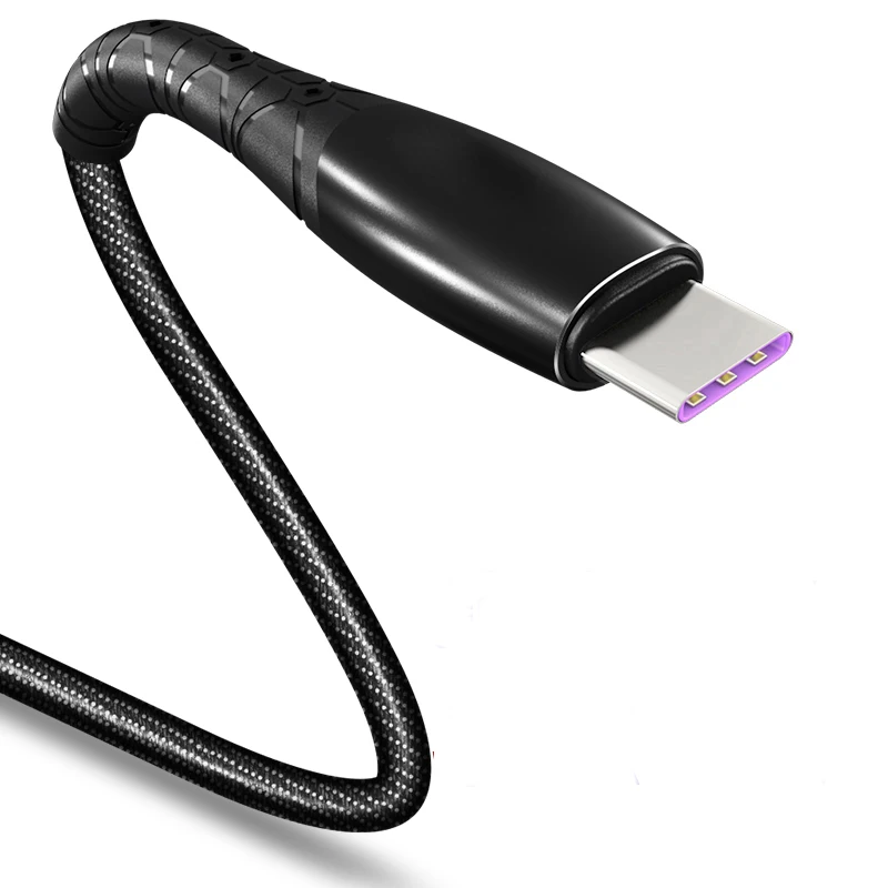 USB C кабель 5A usb type C кабель Быстрая зарядка для huawei mate 20 P30 P20 Pro Lite samsung S9 Быстрая зарядка type-C кабель зарядное устройство - Цвет: Черный