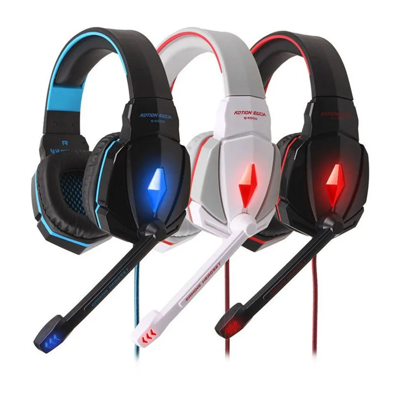 Игровые наушники KOTION G4000 Pro головной гарнитур микрофона светодиодный свет стерео