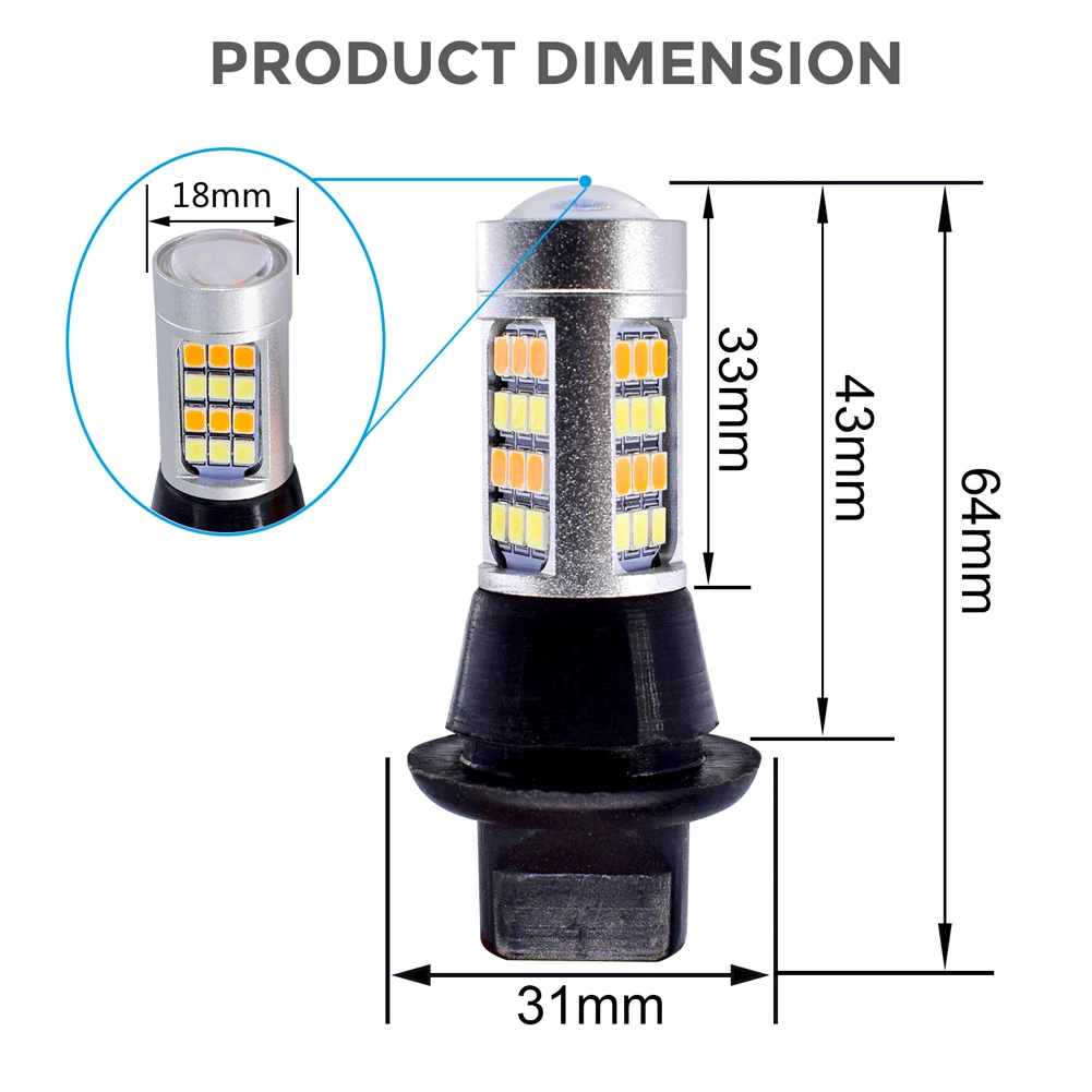 2 шт. 42SMD 2835 DRL светодиодный фонарь для автомобилей BA15S BAU15S 1156 P21W S25 T20 W21W WY21W 7440