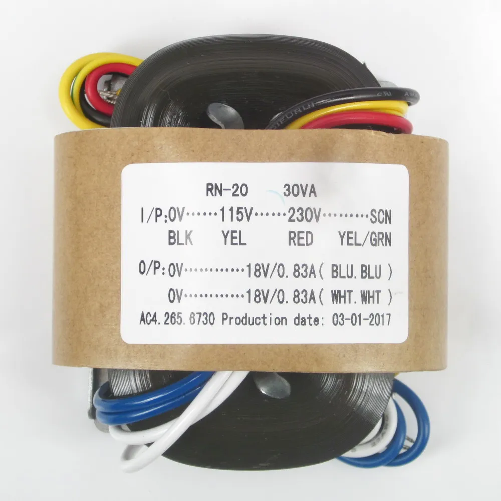 

115V/230V 30W R type transformer Dual 18V output for DAC/Amplifier