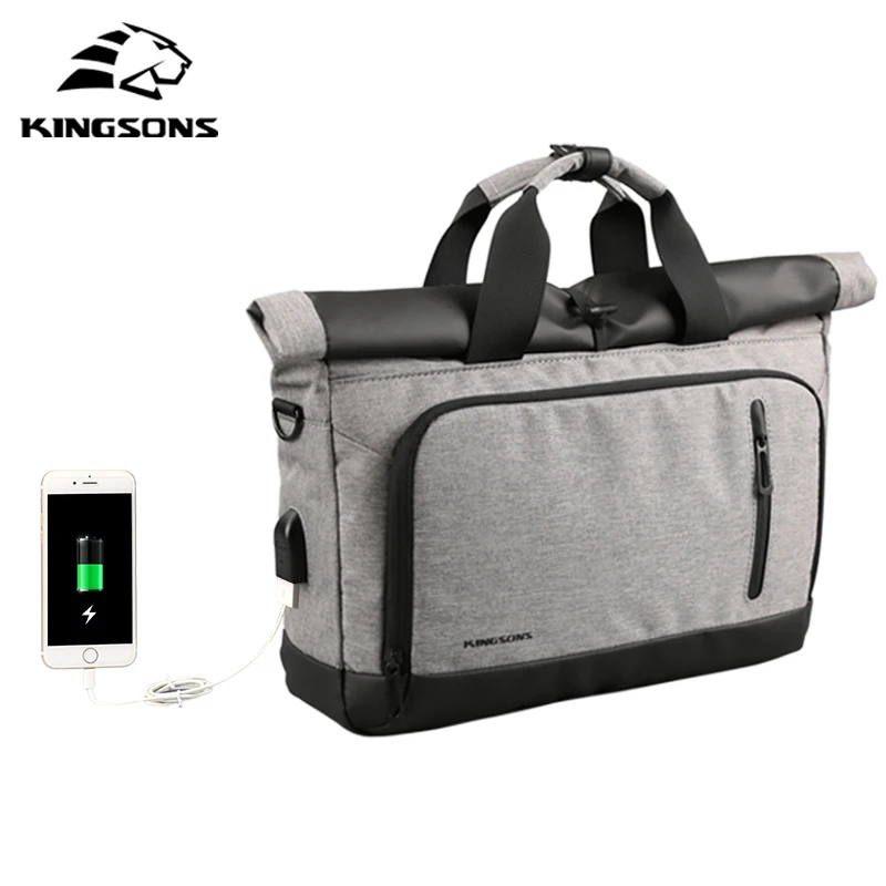 Kingsons Водонепроницаемая 14 1 дюймов Сумка для ноутбука мужчин USB зарядка ноутбук