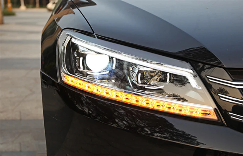 Автомобильный головной светильник для Volkswagen VW Passat B7 2011-15 US Verson головной светильник светодиодный динамический сигнал плавающий светильник Биксеноновая линза луч светильник