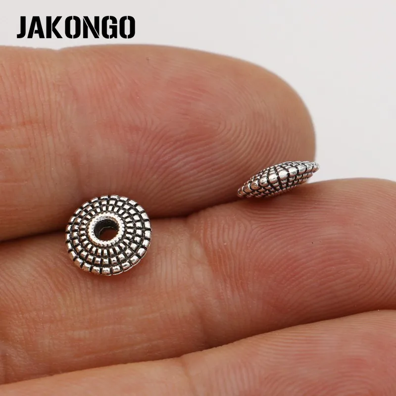 JAKONGO круглые бусины-разделители античное посеребренное покрытие свободные