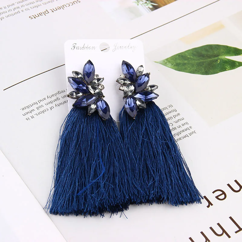 Модные брендовые этнические длинные серьги с кисточками женские 2018 Boho красочные