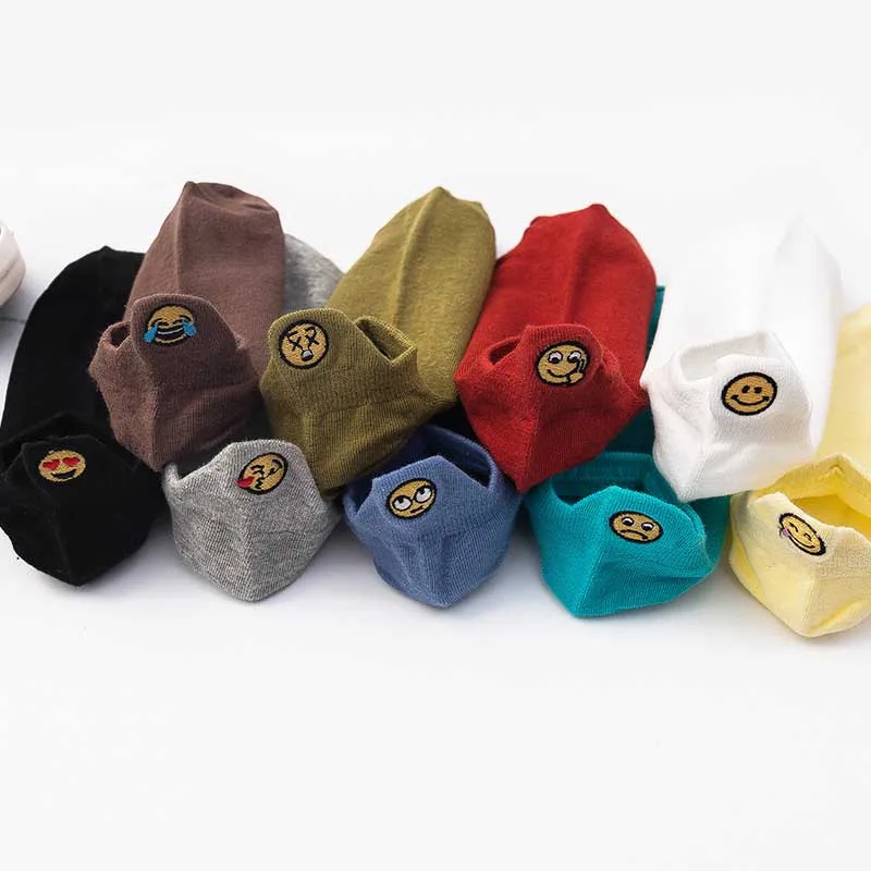 Короткие носки для отдыха с маленькими ушами и забавным смайликом Удобные