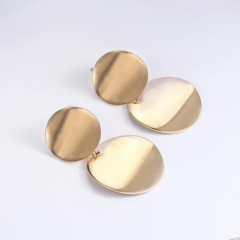 E0202 уникальные металлические серьги-капли модные золотистые круглые массивные