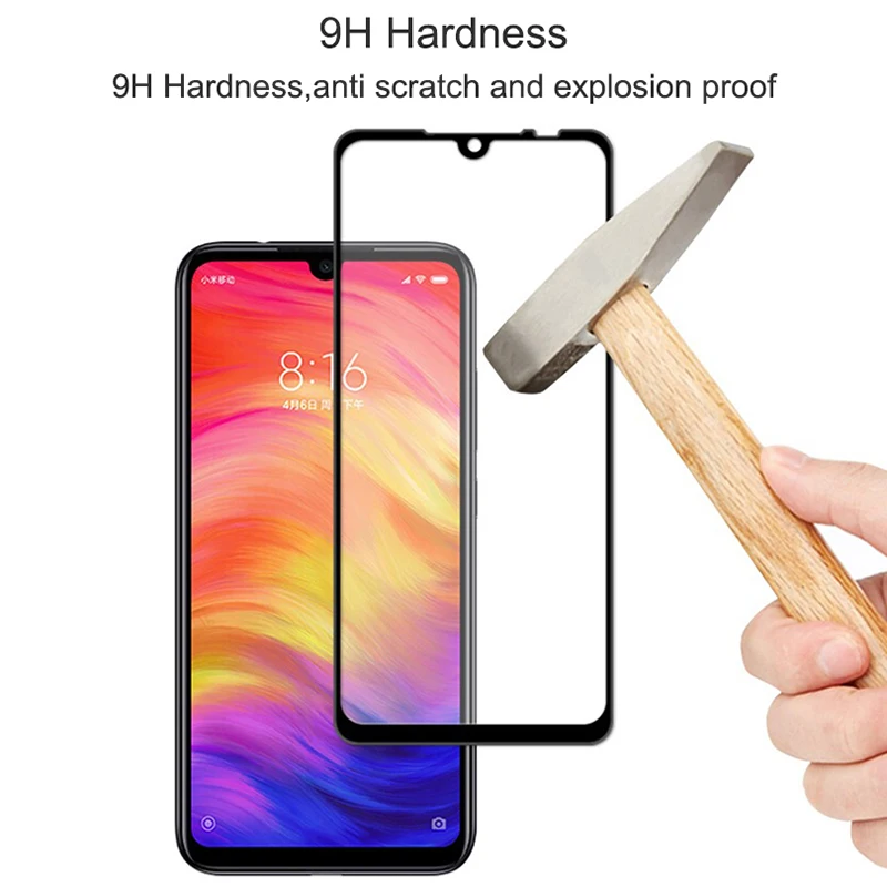 Закаленное стекло для Xiaomi Redmi Note 7 полное покрытие Защита экрана ультра тонкая