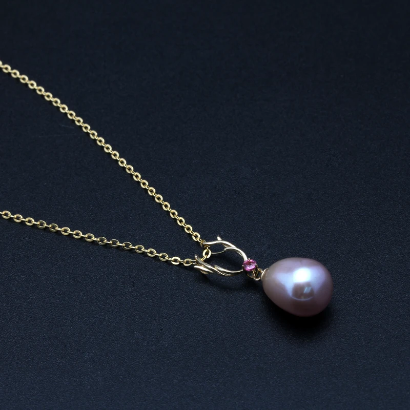 

18K gold pearl pendant necklace jewelry for women,natural big pearl necklace pendant gold chain fine jewelry Christmas gift