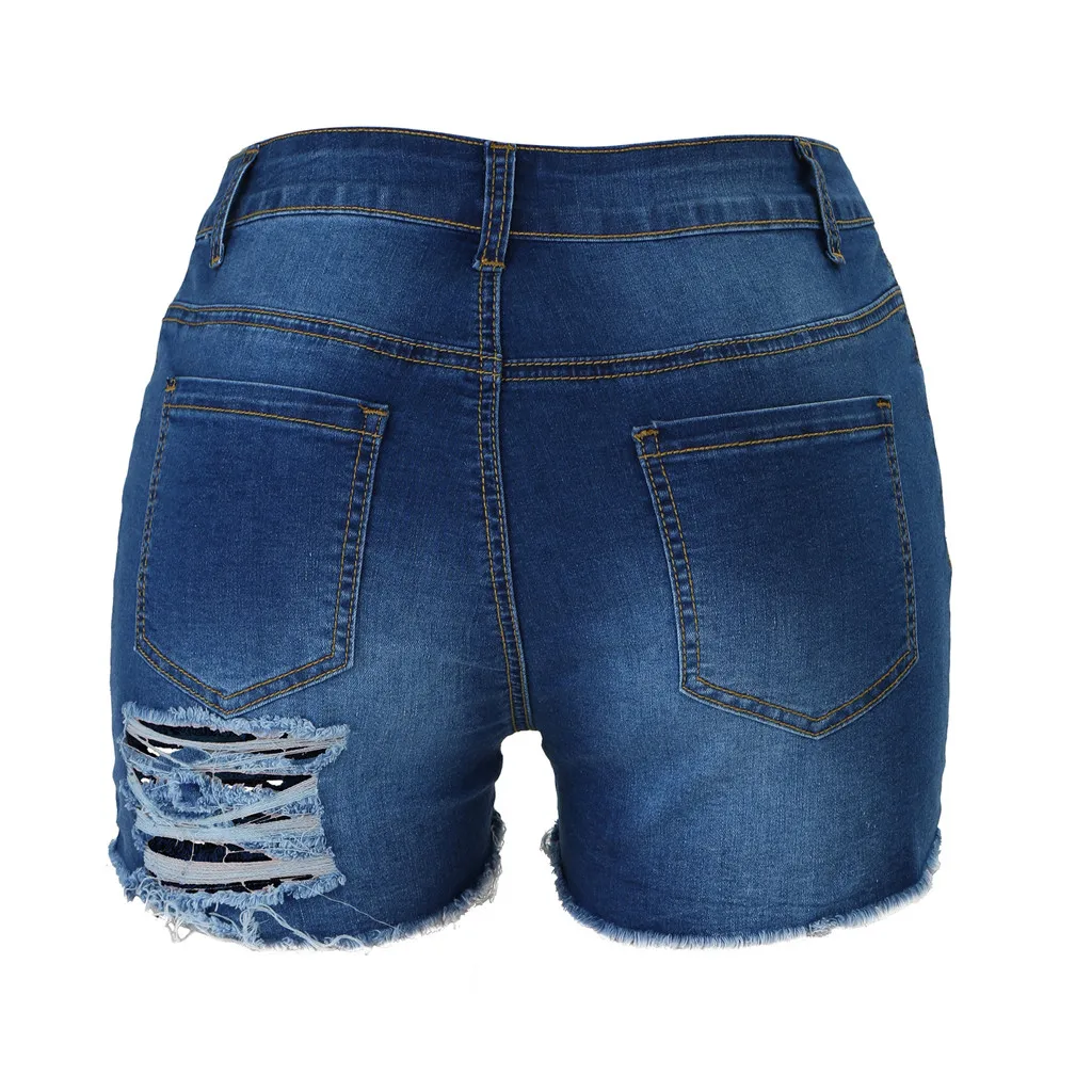 

Women Summer Cotton Women Shorts Jeans High Waists Plus Size Button Hole Skinny Feminino Shorts Denim Trousers Y702
