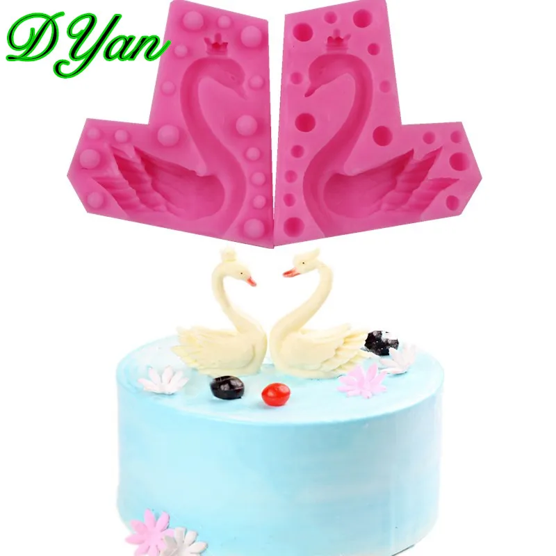 3D Wearing Crown Swan Fondant Cake Silicone Mold Chocolate Mold DIY Cake Baking Decoration Tool A1724