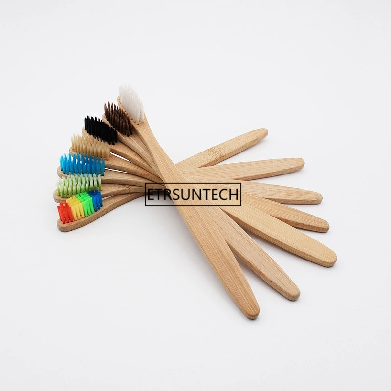 100pcs Slim Neck Bamboo Toothbrush Wholesale Eco friendly Wooden Bamboo Toothbrush Oral Care Black Head F2919