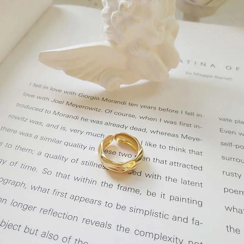 Gold GHIDBK Подлинная 925 кованые из стерлингового серебра двухслойные кольца для женщин эффектные минималистичные Открытые Кольца простые смелые несколько колец - Цвет основного камня: Gold