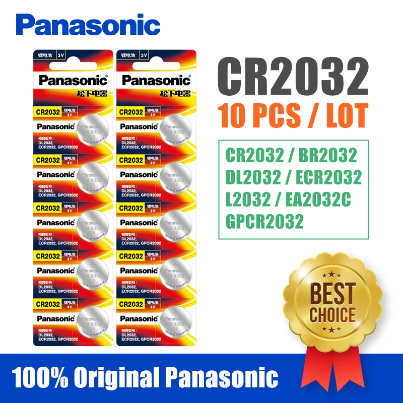 Panasonic оригинальный 10 шт./лот cr 2032 кнопочные батареи 3 в монета литиевая батарея для часов пульт дистанционного управления калькулятор cr2032