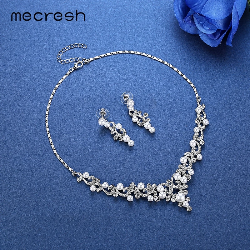 Mecresh модный искусственный жемчуг свадебные ювелирные наборы завод комплекты