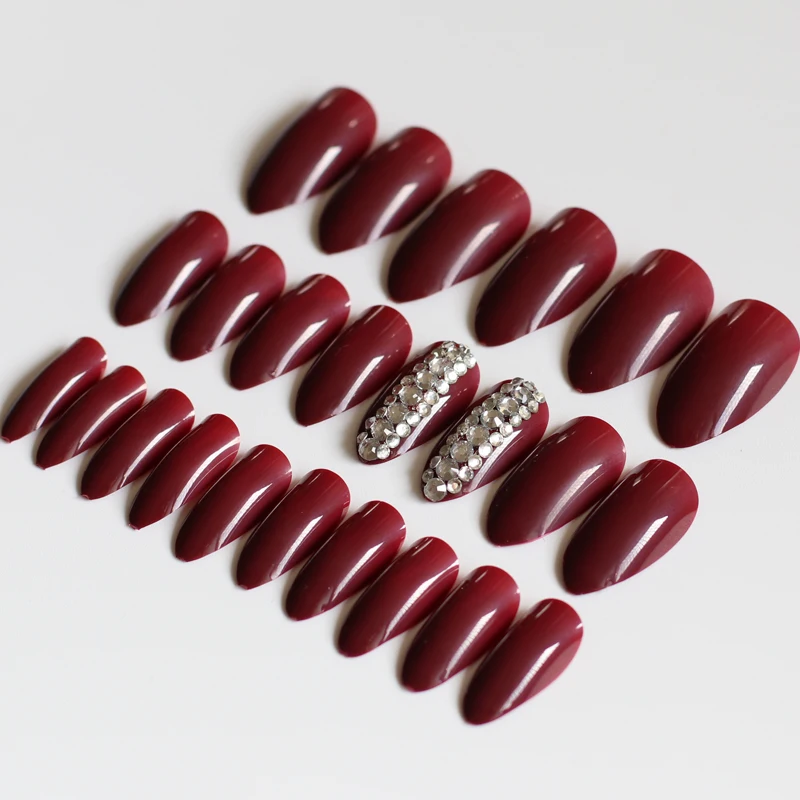 Модные искусственные ногти ручной работы с полностью алмазными кристаллами и