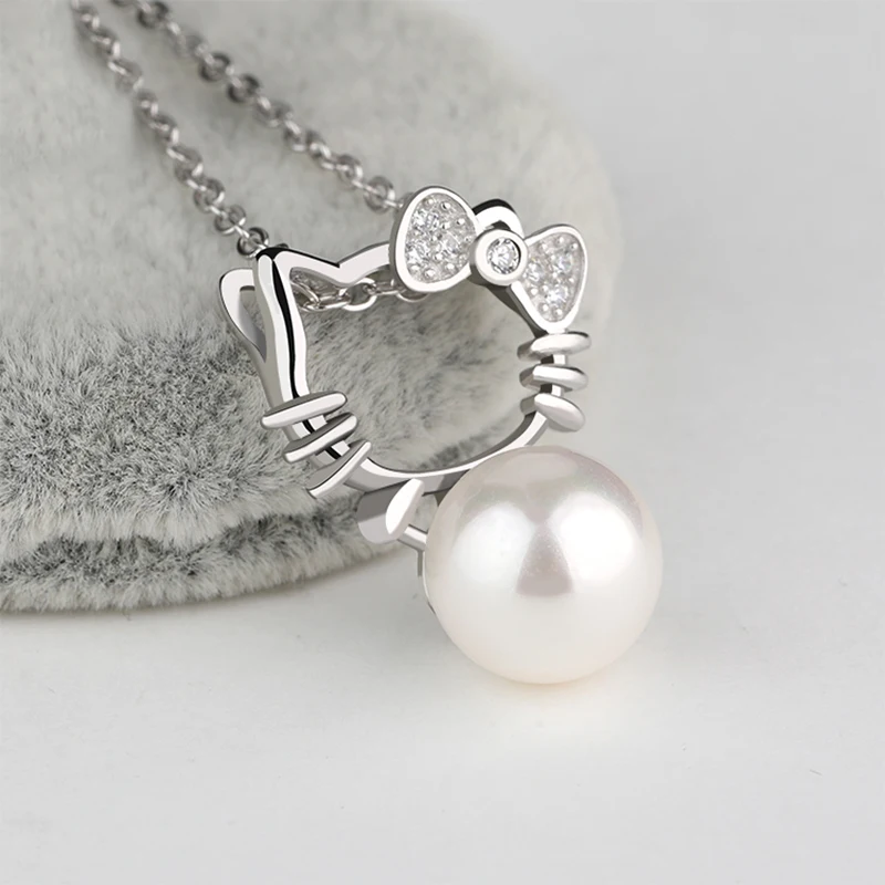 JXXGS жемчужное 925 пробы Серебряное ожерелье с цирконом милое hello kitty женские