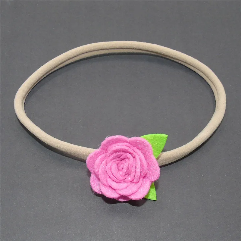 20 шт./лот войлочный цветок для новорожденных детей ясельного возраста с зелеными