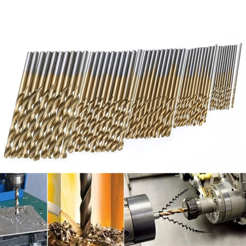 100pcs Twist Drill Bit Set Titanium Coated Mini Micro-Precision 1/1.5/2/2.5/3mm Perfect for Wood Plastic Stee | Инструменты