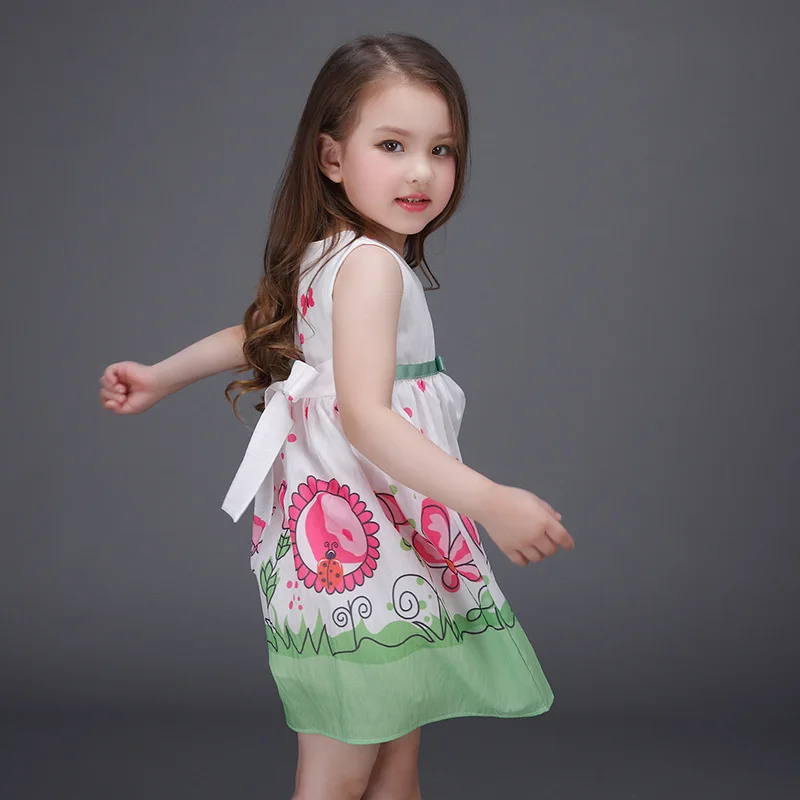 Лето 2017 Детские платья для девочек милое ТРАПЕЦИЕВИДНОЕ ПЛАТЬЕ маленьких