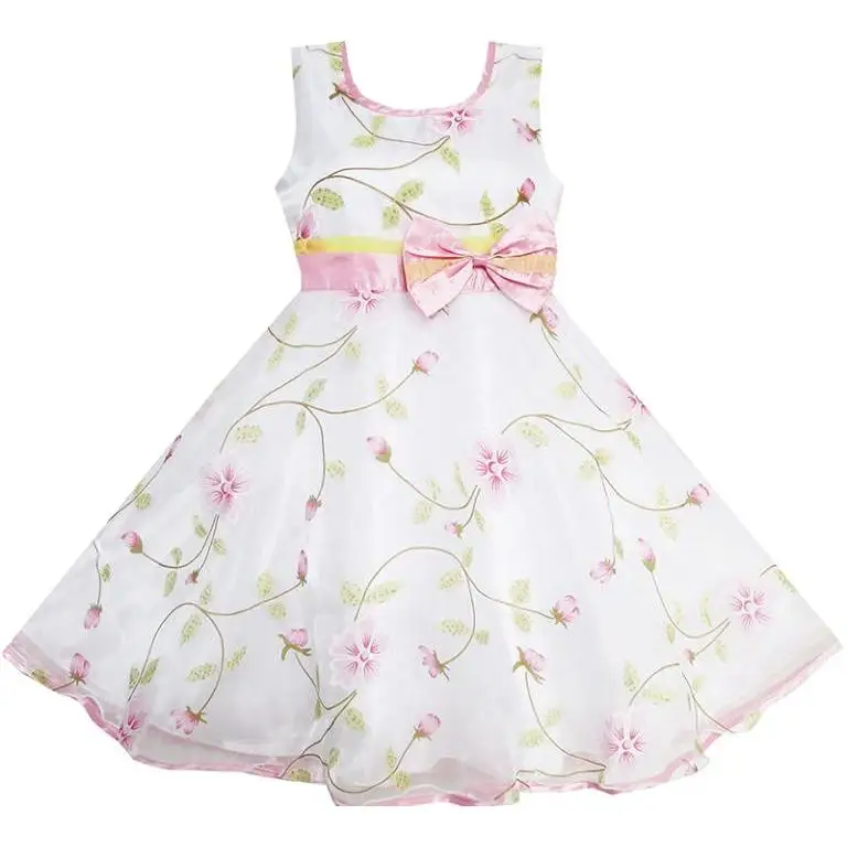 Sunny Fashion платья для девочек новогодние костюмы Цветок Листья Свадьба Белый