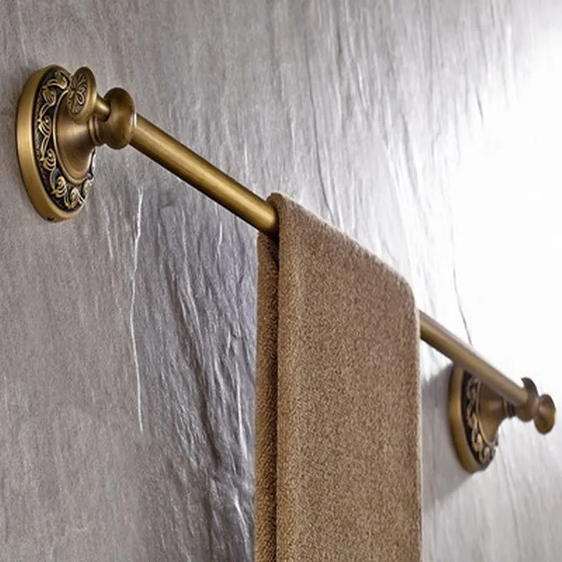 Single Towel Bar Аксессуары для ванной комнаты античная латунь коллекция, кольцо для полотенец, держатель для бумаги, туалетная щетка, крючок, вешалка для ванной, мыльница aset007 - Цвет: Single Towel Bar