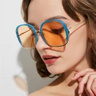 Женские квадратные солнцезащитные очки HBK, большие затемненные очки в полуоправе с цветной оправой, для путешествий, в стиле ретро, UV400