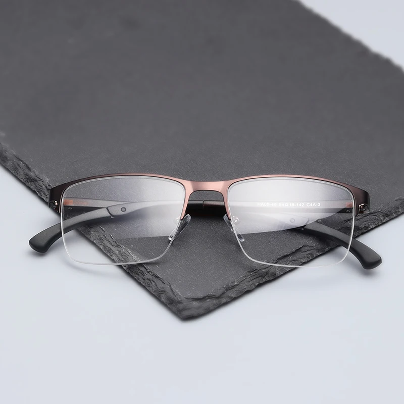 Мужские классические очки из сплава с полуободком прозрачные оптические