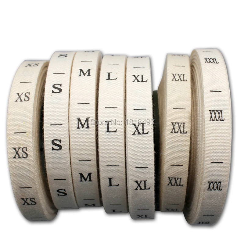 Бесплатная доставка этикетка для одежды хлопчатобумажная размерная на белом