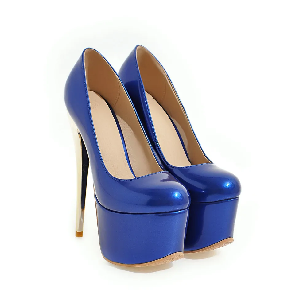 

Smeeroon 2020 new style spring autumn fashion high quality thin high heels platform pumps round toe red bule sexy ladies shoes