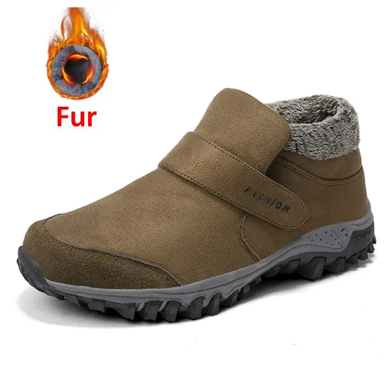 KHAKI ZUNYU/Новые мужские ботинки теплые зимние ботинки на плюше повседневные мужские зимние ботинки рабочая обувь мужская обувь, модные ботильоны, размеры 39-46 - Цвет: KHAKI