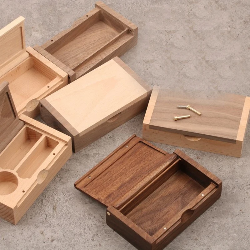 Буковая деревянная коробка для хранения грецкого ореха квадратная