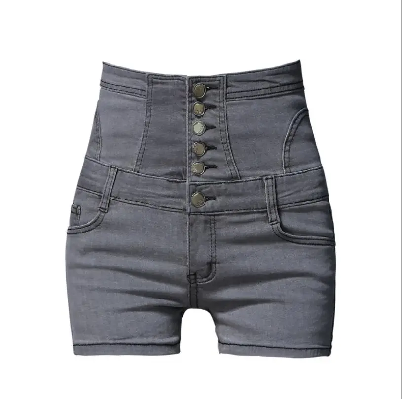 2019 Высокая талия женские пуговицы короткие джинсовые шорты сексуальные