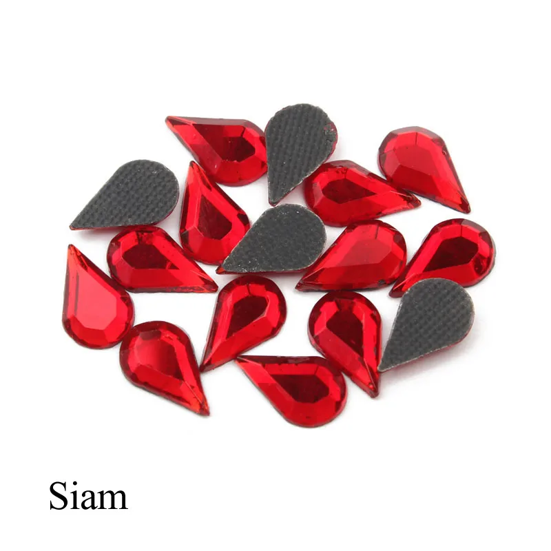 Siam Новая распродажа 5X8 мм Горячая фиксация Стразы ровная спинка стеклянные камни 300 шт/партия использование для одежды сумки обувь - Цвет: Siam