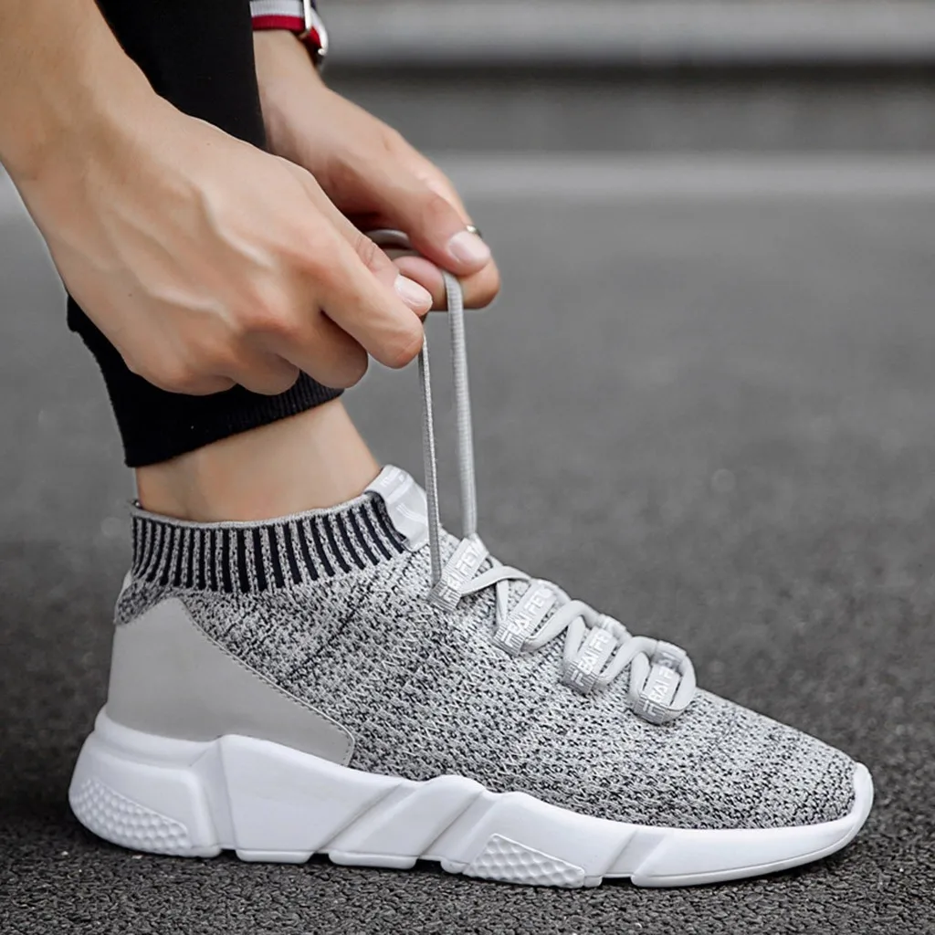 

SAGACE Shoes Men 2019 fashion Mens Fashion Elastic Flat Ankle Sneakers Comfortable Walking Driving Round Toe Shoes size 39-44#30