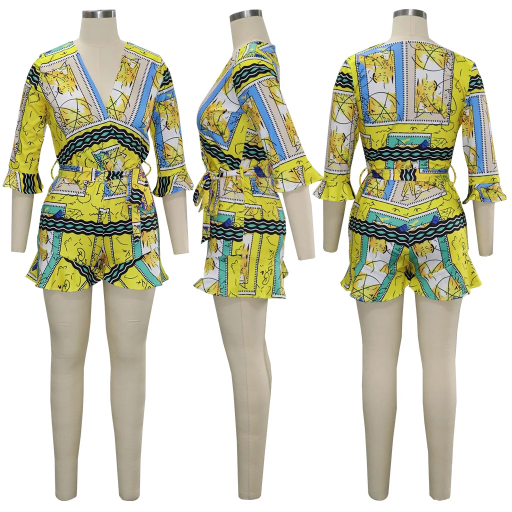 2019 Новый сексуальный комбинезон женский летний Глубокий v-образный вырез Клубные