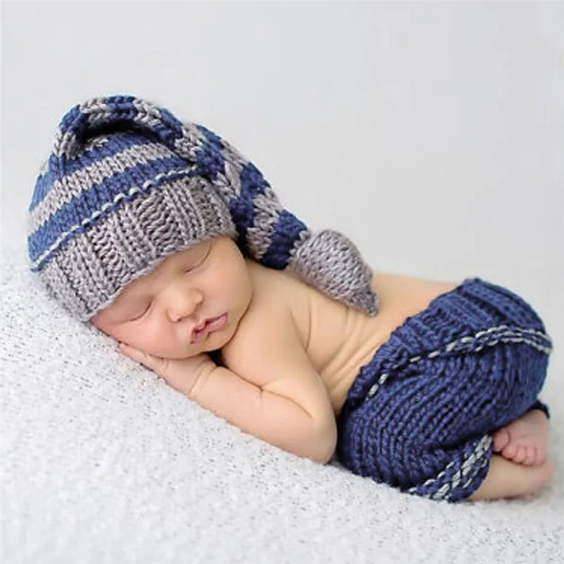 Baby Photography Props Photo Shoot Hat For Newborn Costume Outfit Clothes Infant Girls Boys Pant Crochet Knit Clothing | Детская одежда