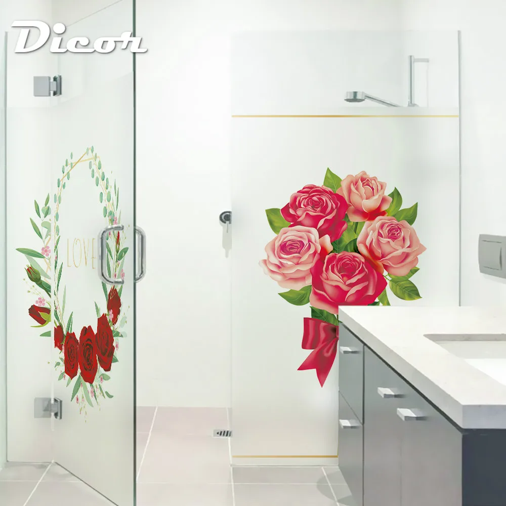 DICOR красная роза стеклянная наклейка Цветы Букет венок для свадебного декора