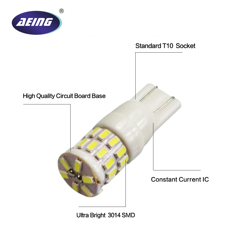 Керамическая Светодиодная лампа AEING T10 1 шт W5W 30SMD Light s 3014 автомобильная для