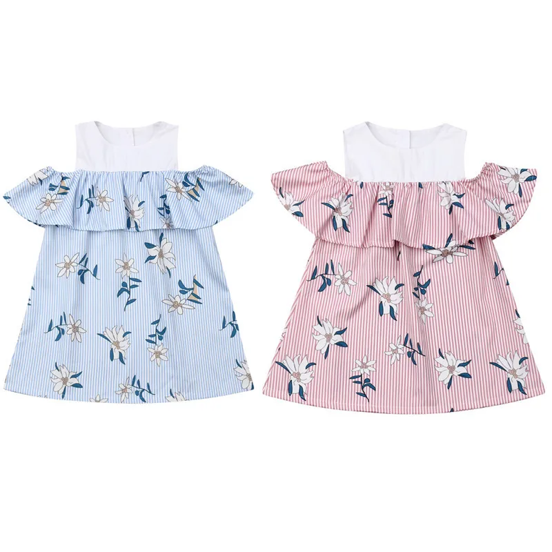 Платье с открытыми плечами для маленьких девочек новое модное летнее платье в
