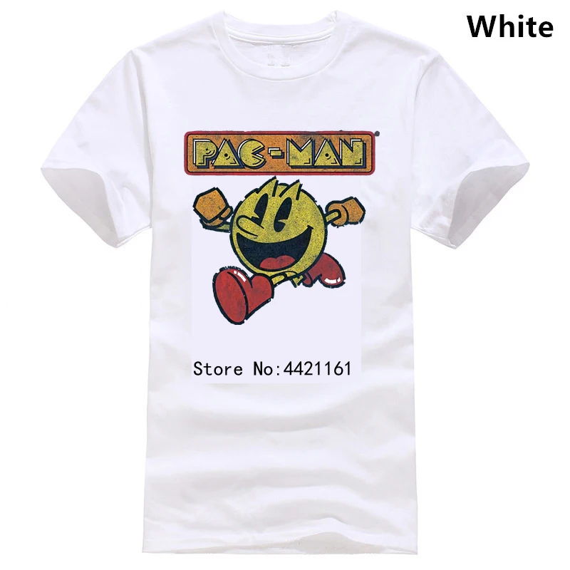 Pac-Man восьмидесятый плакат официальный Pacman Namco аркадная игра синяя мужская футболка мужская одежда из хлопка хлопок