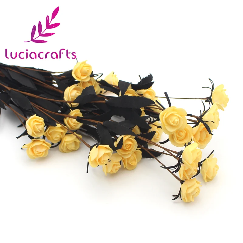 Lucia crafts 1 комплект 15 головок поддельные цветы Роза голова пена для искусственных цветов роза DIY домашнее свадебное украшение A1304