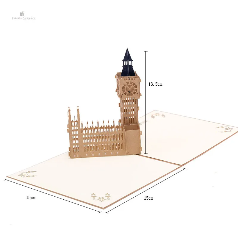 Красный Лондонский мост ручной работы лазерная резка карты оптом 3D всплывающие пользовательские поздравительные открытки на день рождения подарочные открытки