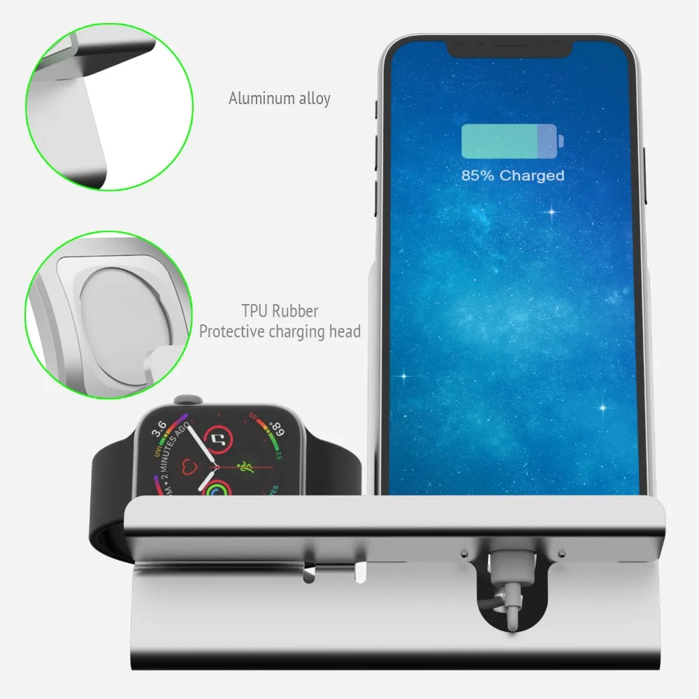 Настольная зарядная док-станция 2 в 1 для Apple Watch Подставка зарядки настольный