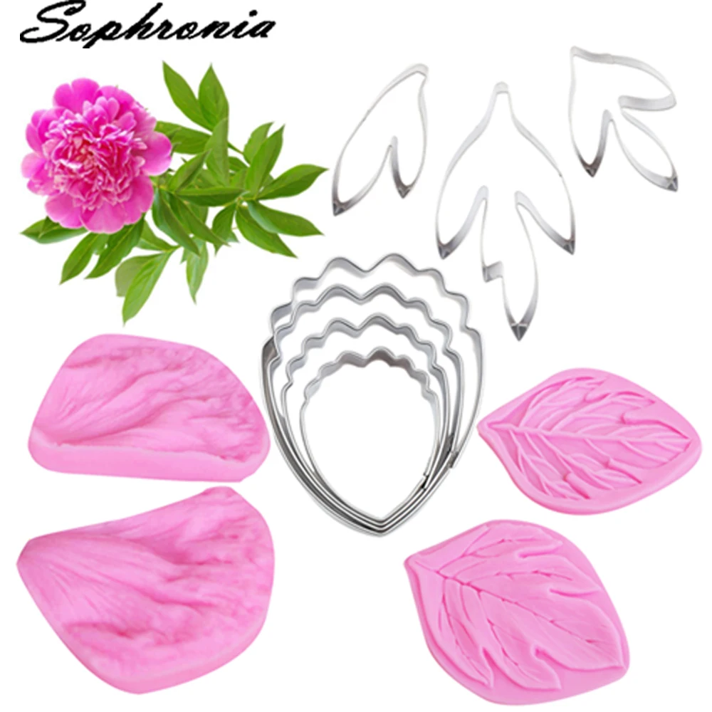 Пион цветок лепесток и резак силиконовая форма помадка формы для украшения торта