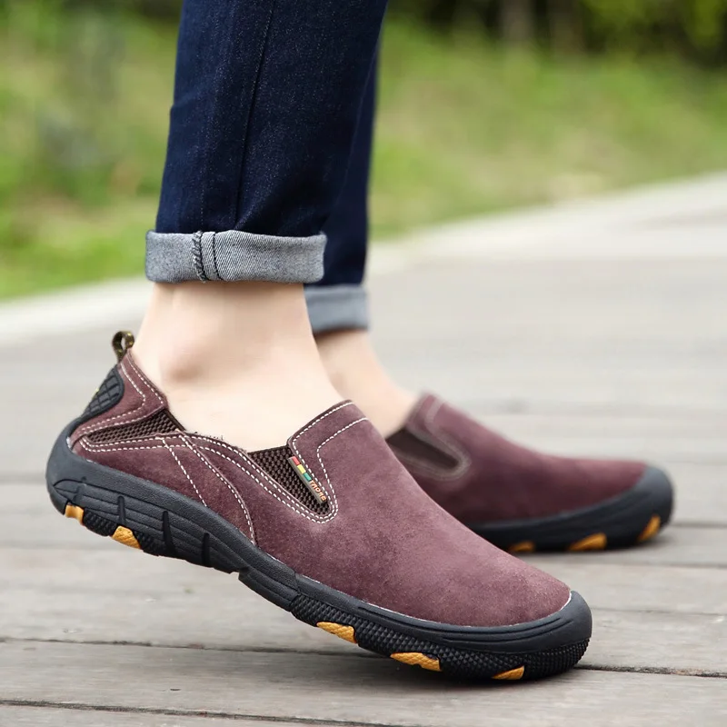 Genuine Leather Sneaker Men Casual Shoes Zapatos Hombre Flats Moccasins Loafers Mans Footwear Slip On Fashion Male AET615 | Обувь